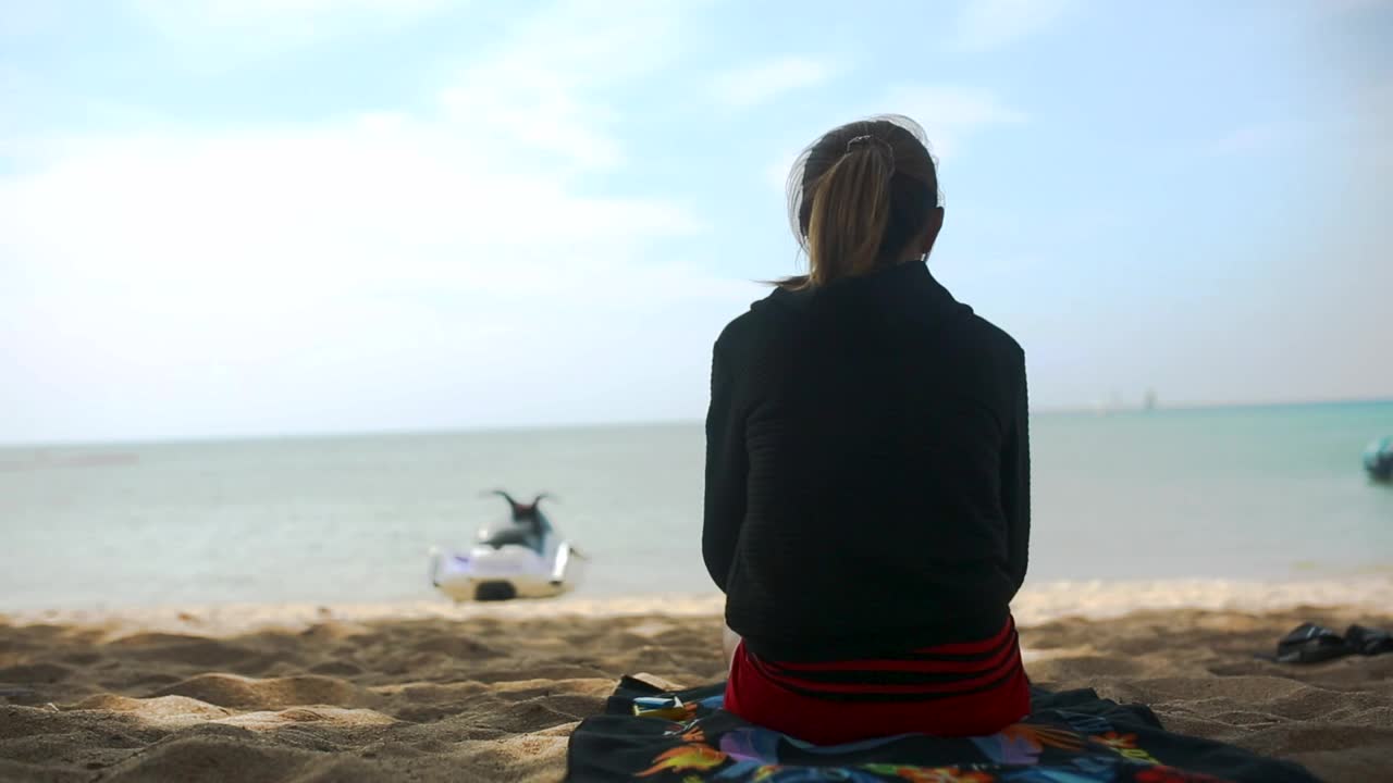 Stock Footage Young Girl Looking Out Over A Calm Ocean Live Wallpaper Free