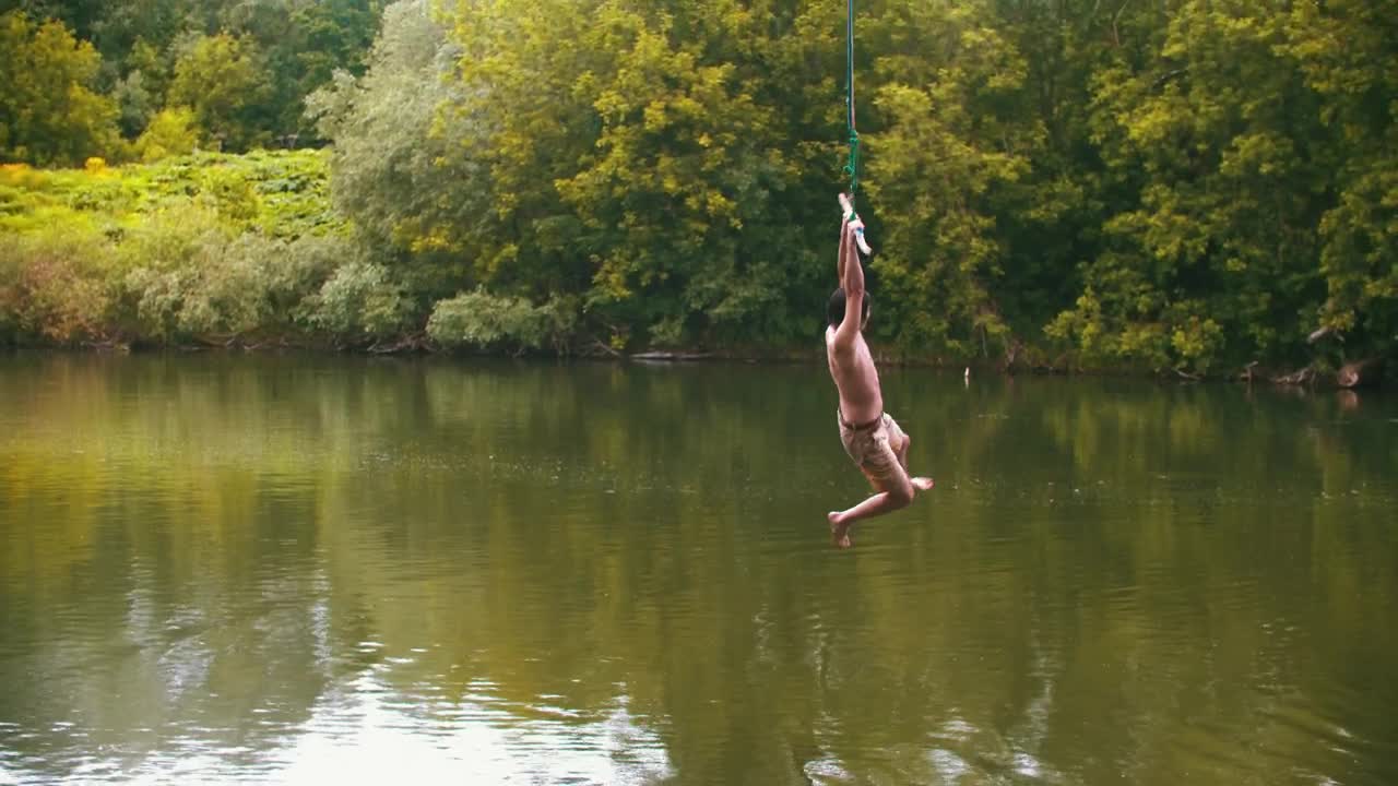 Stock Footage Young Man Enjoying A Lake Swing Live Wallpaper Free