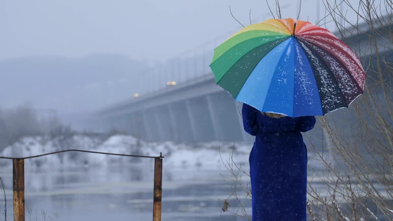 Stock Footage Woman Enjoying The Snowfall Live Wallpaper Free