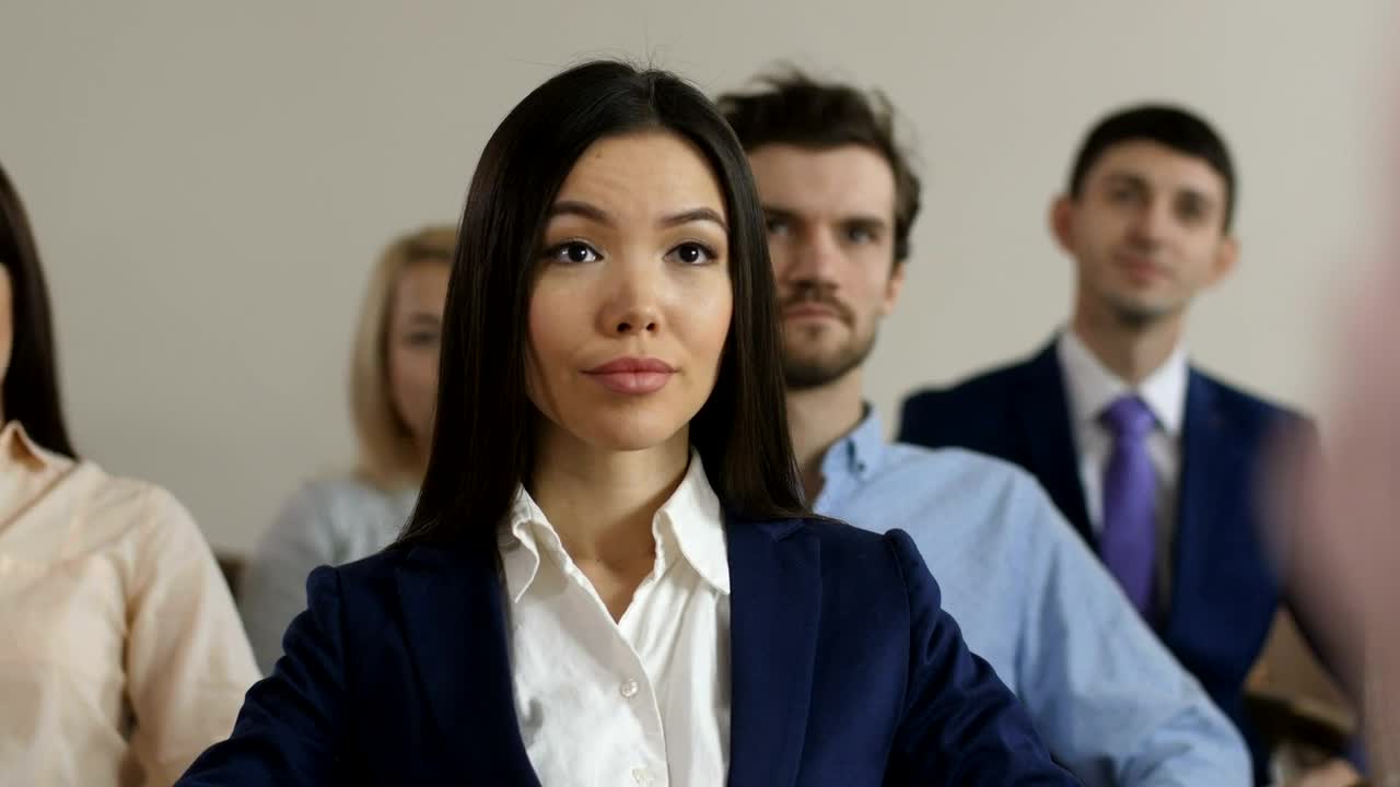Stock Footage Woman Listening During Training Live Wallpaper Free