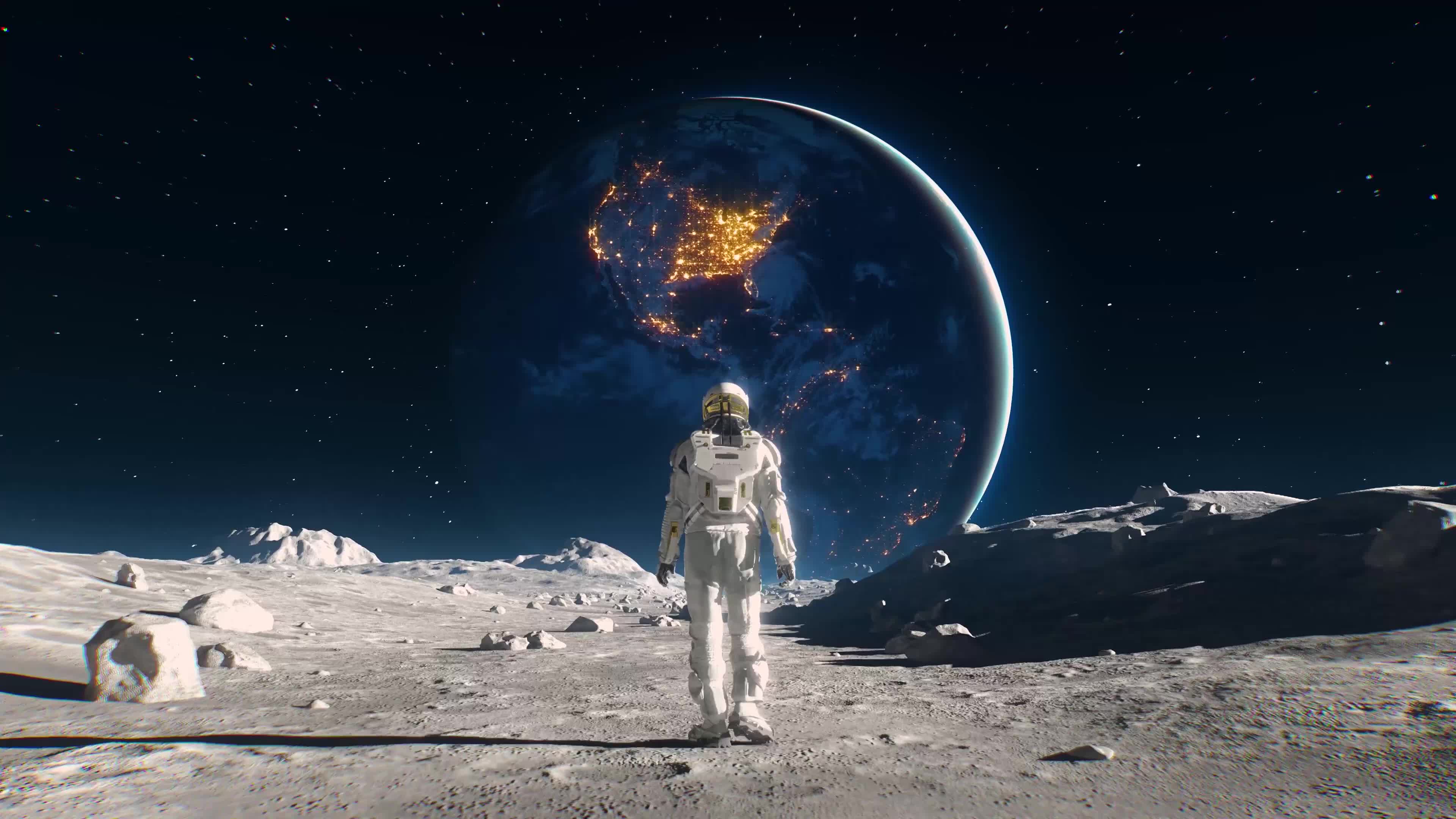 spaceman walking animated wallpaper