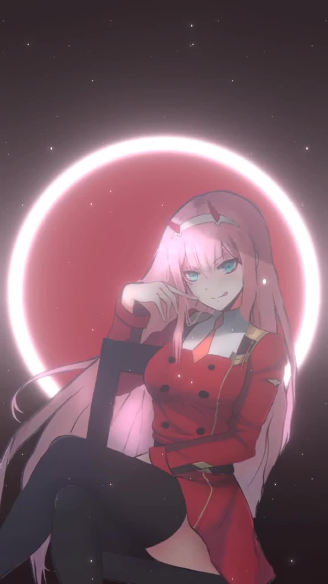 Cute Zero Two Anime Girl Live Phone Wallpaper