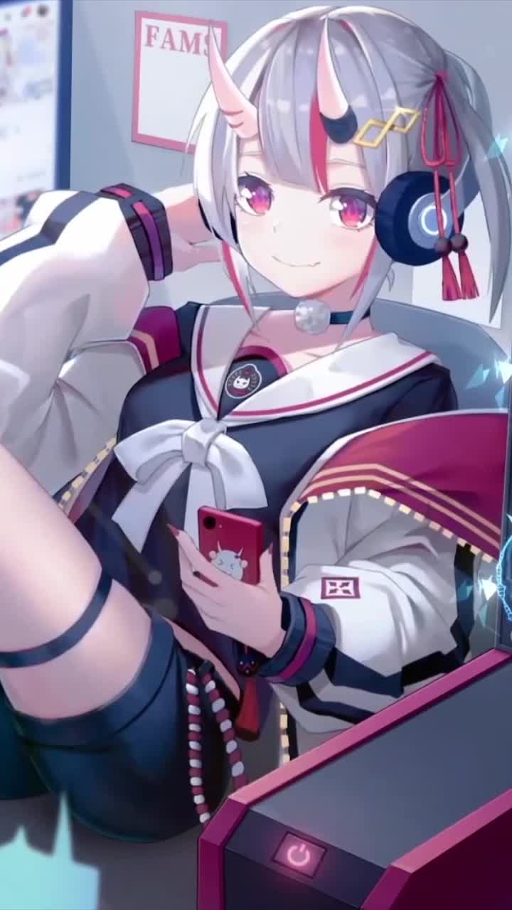 iPhone and Android Nakiri Ayame Loading Virtual Youtuber Live Phone Wallpaper