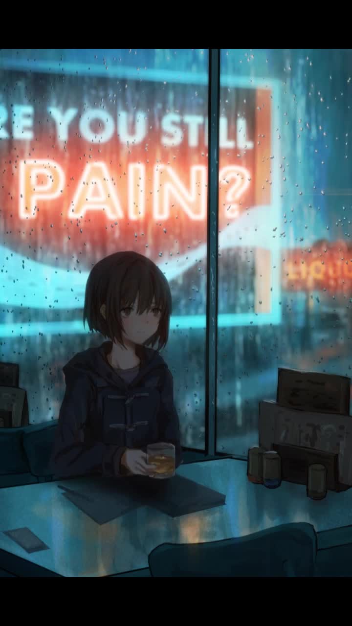 Live Phone Coffeeshop Girl Raining Anime Wallpaper For iPhone And Android