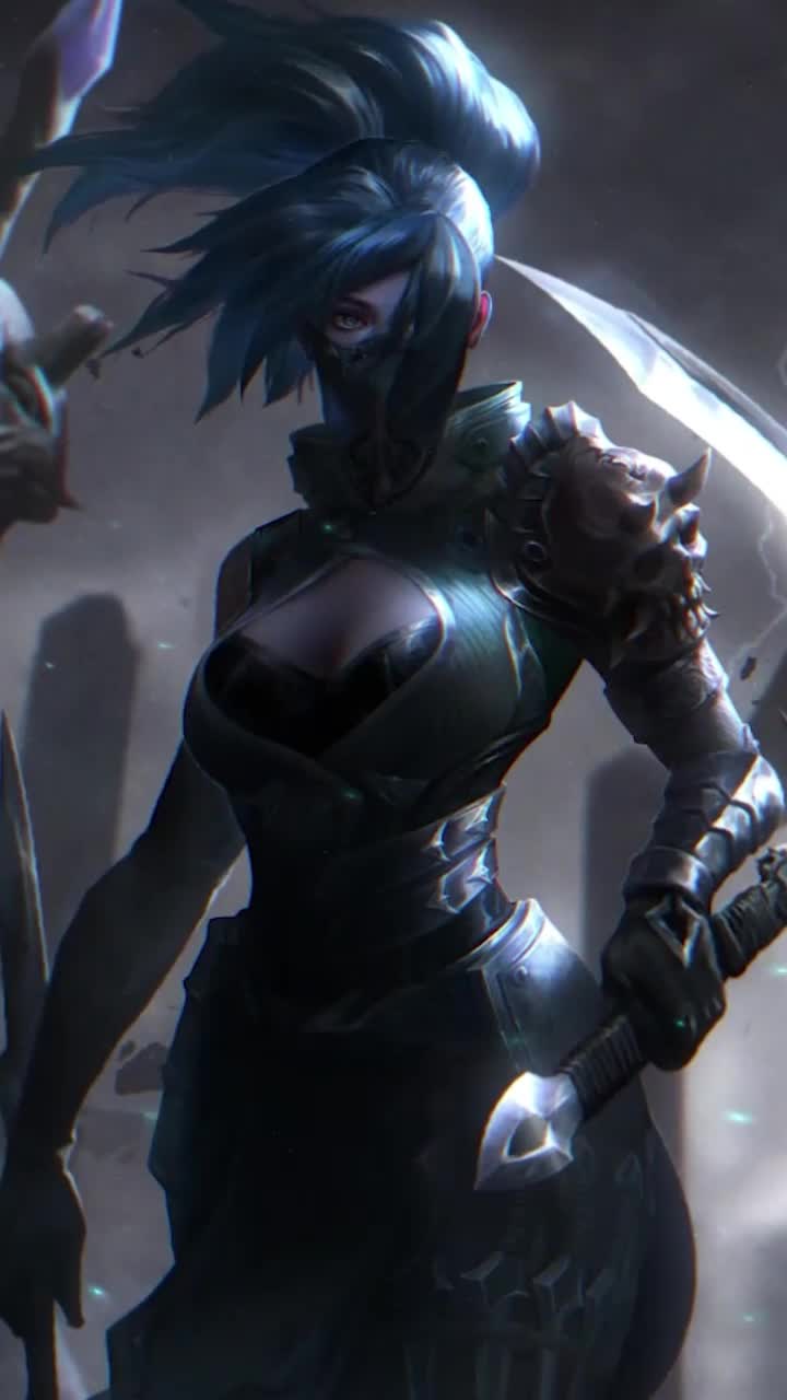 iPhone and Android Ghost Hunter Akali League Of Legends Live Phone Wallpaper