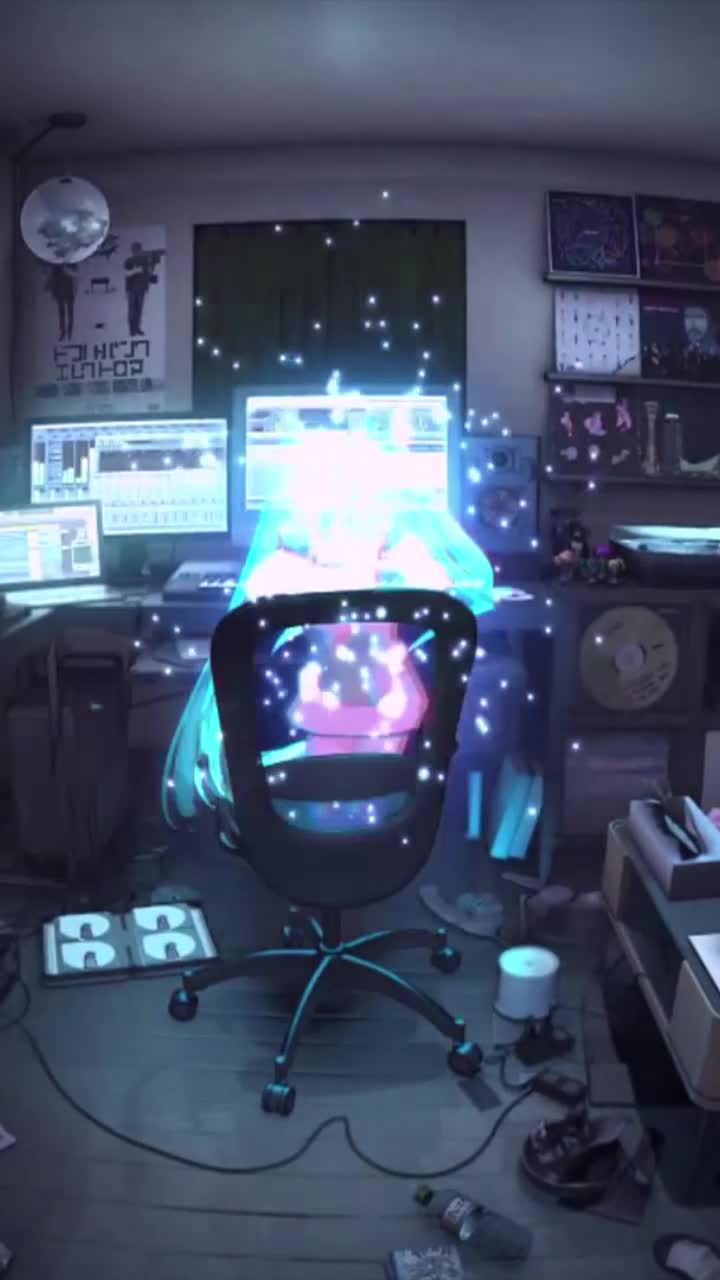 iPhone and Android Hatsune Miku In The Room Live Phone Wallpaper