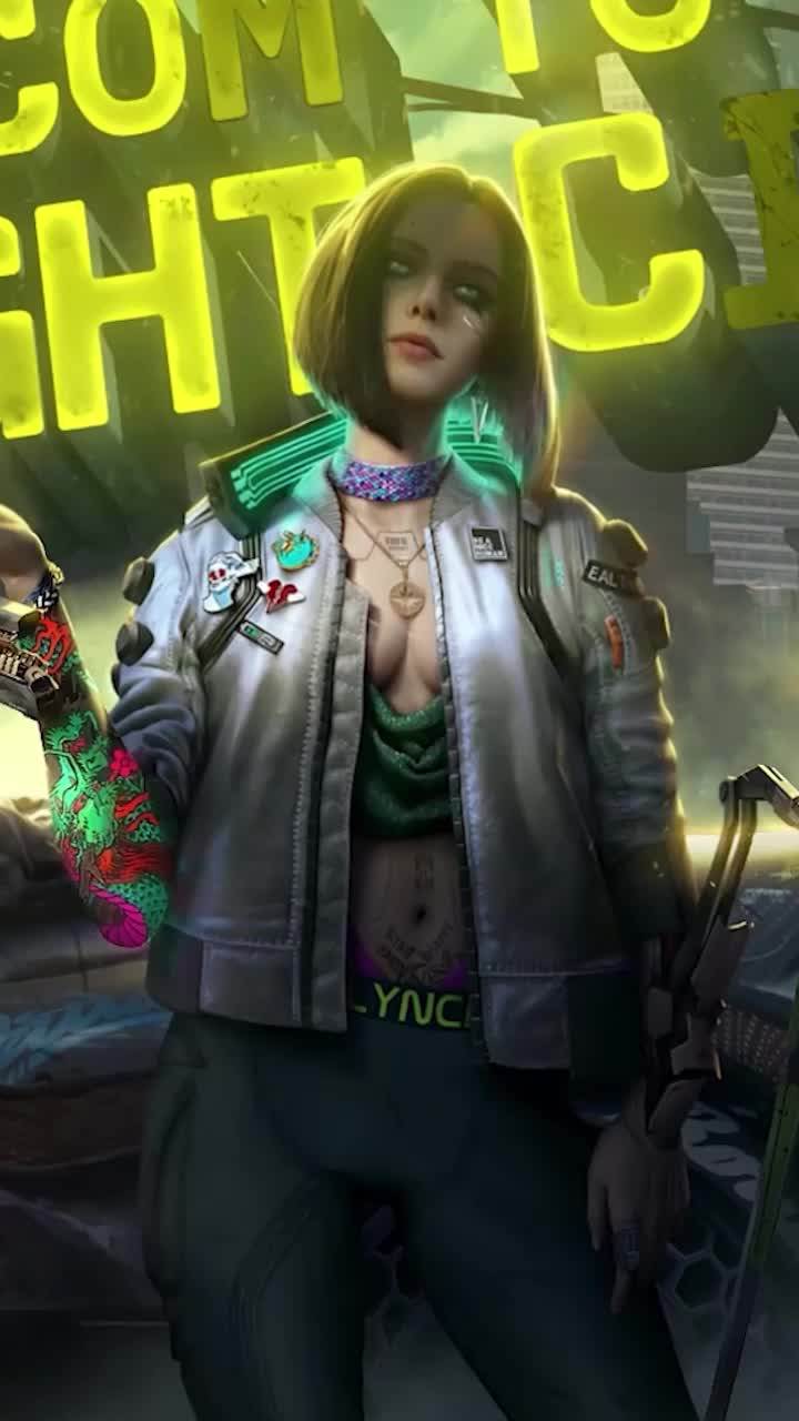 iPhone and Android Neon Welcome To Night City Cyberpunk 2077 Live Phone Wallpaper