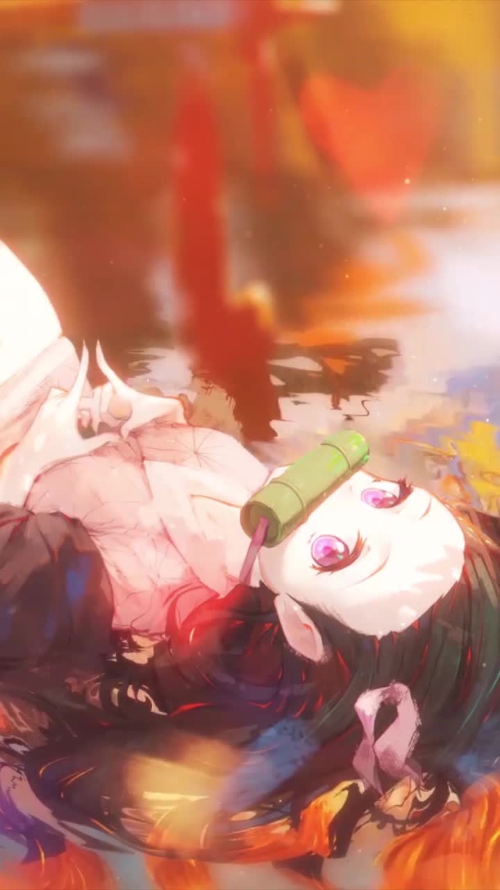 iPhone and Android Nezuko Kamado Lying On The Lake Live Phone Wallpaper