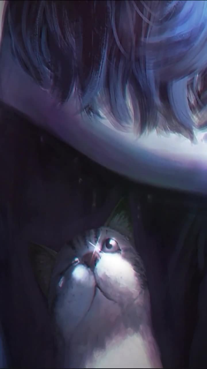 iPhone  Android Crying Girl With Cute Cat Phone Live Wallpaper