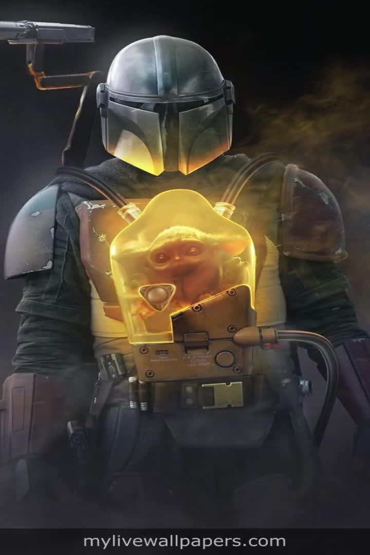 Cool The Mandalorian Baby Yoda Smoke Live Phone Wallpaper