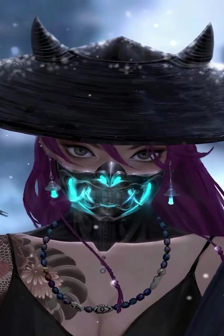 iPhone Android Oni Mask Samurai Girl Live Phone Wallpaper