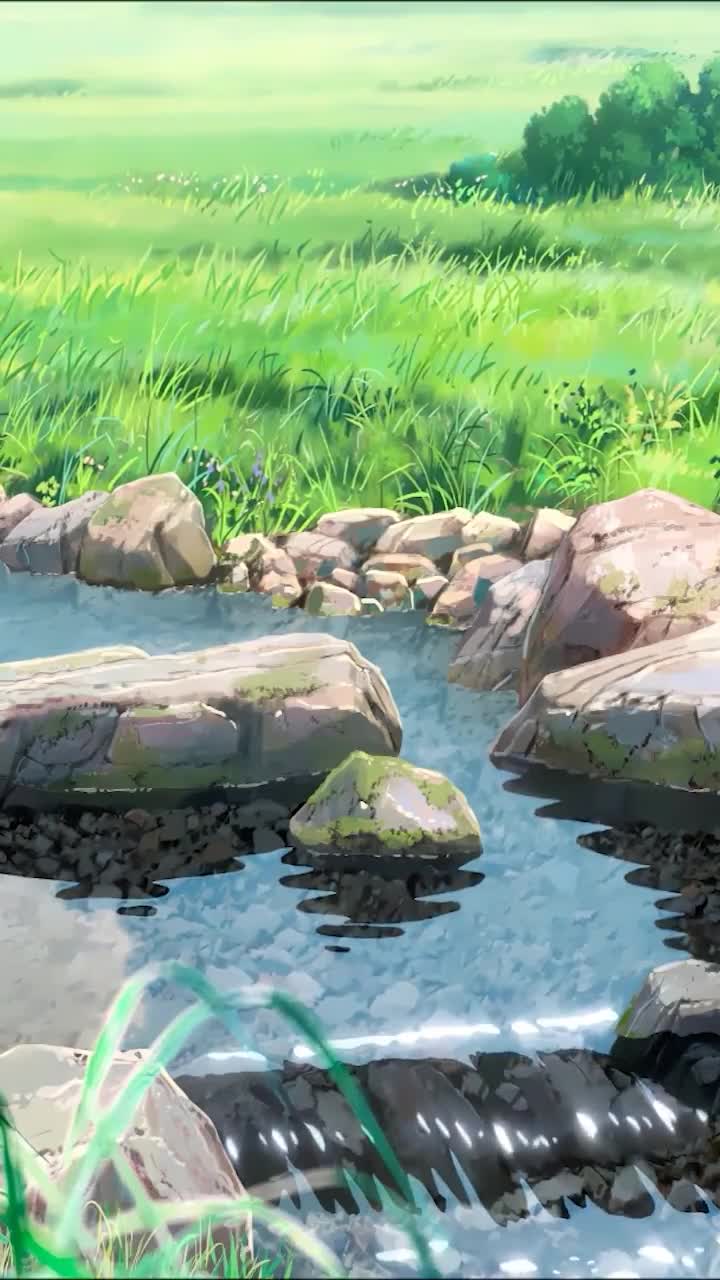 iPhone And Android Stream In The Meadow Animated Landscape Phone Live Wallpaper