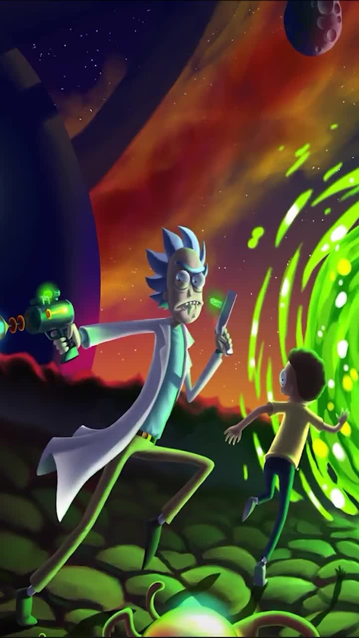 iPhone  Android Rick And Morty Running From Monster Adultswim Phone Live Wallpaper