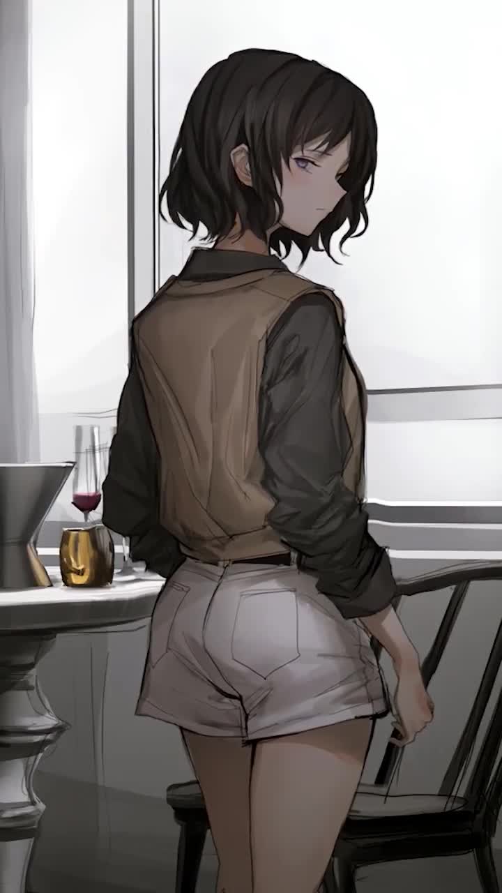 iPhone And Android Anime Girl Standing In The Living Room Phone Live Wallpaper