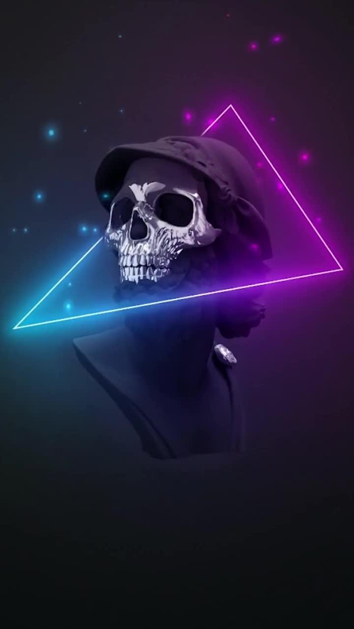 iPhone  Android Skull Neon Minimalism Phone Live Wallpaper