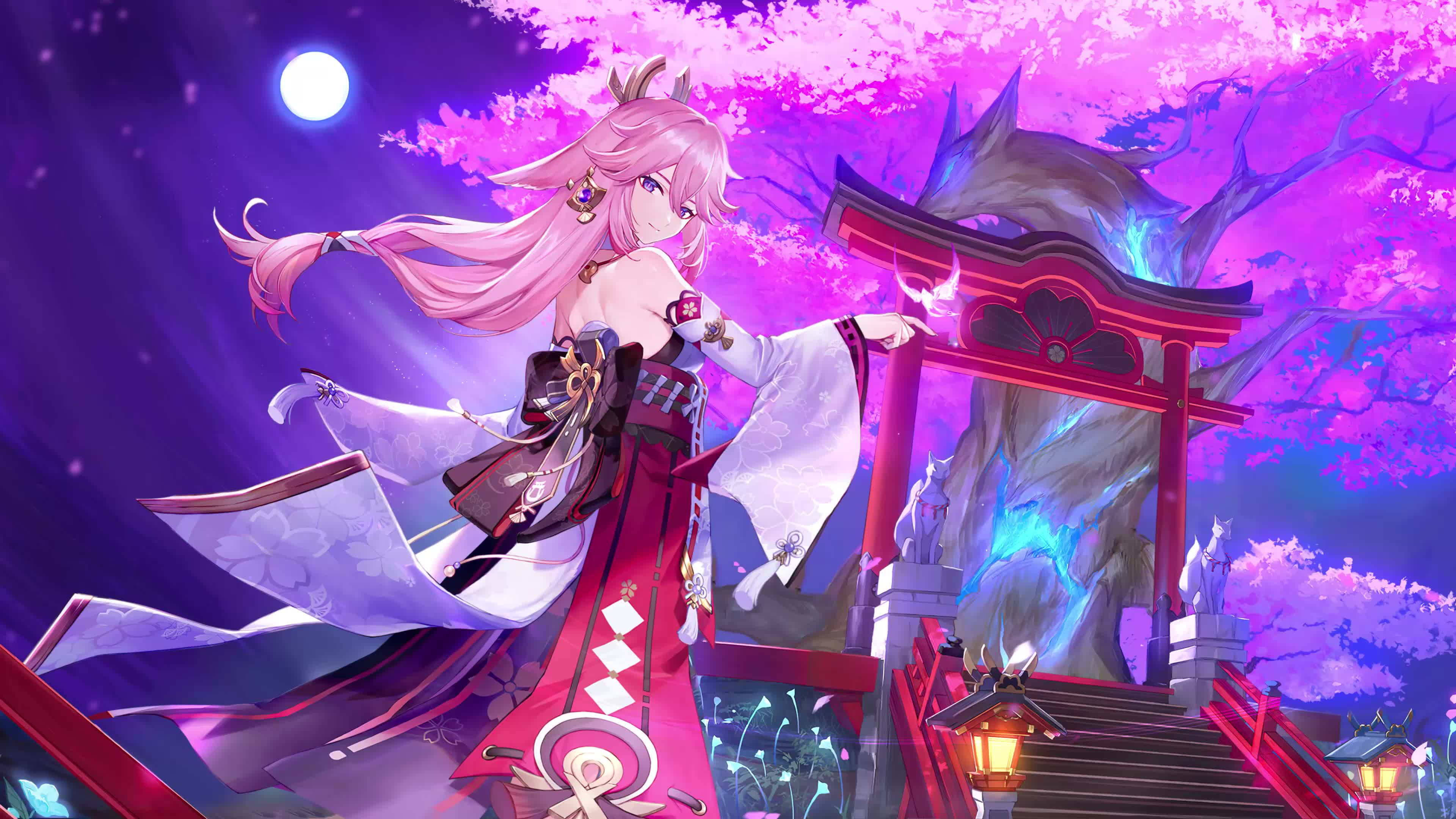 Genshin Impact Yae Miko Cybust Live Wallpaper 4K