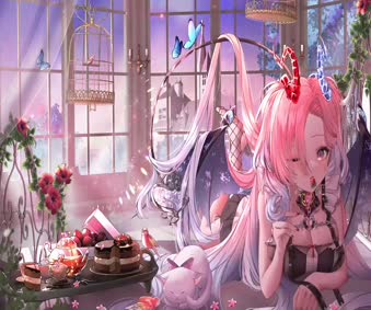 2K Anime Girl Demon Vtuber Cayena Hakaba Live Wallpaper