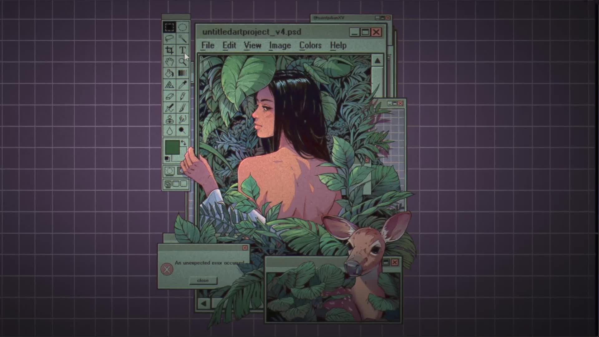 Green Nature Retro Girl