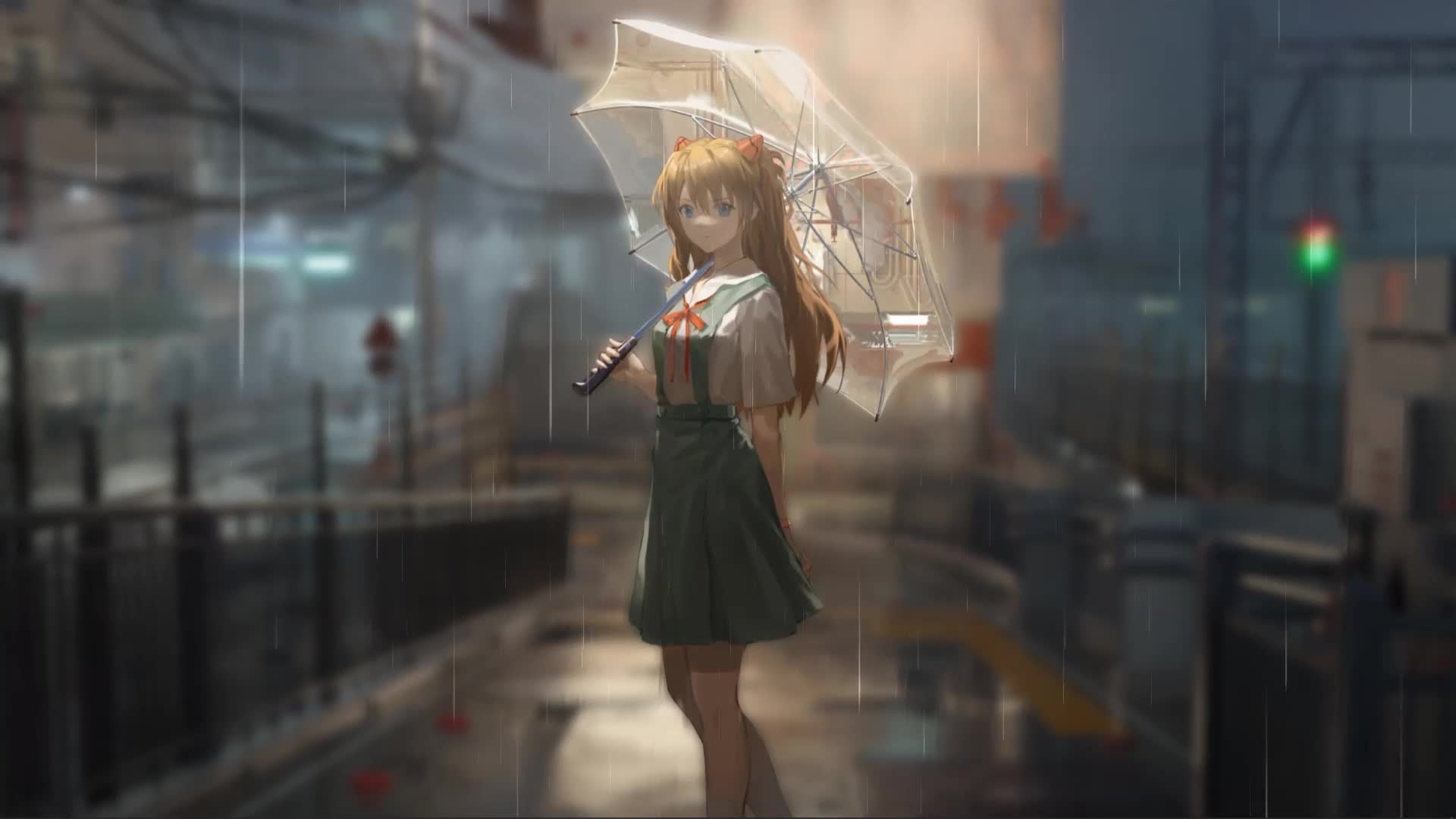 Evangelion Asuka Rain Dynamic Wallpaper